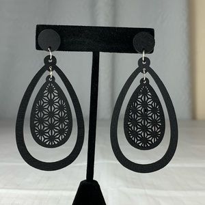 4/$10 Black Laser Cut Wood Earrings